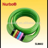 SL-8602 Nurbo color 4 digital password combination bike lock cable lock retractable bicycle lock coiling lock